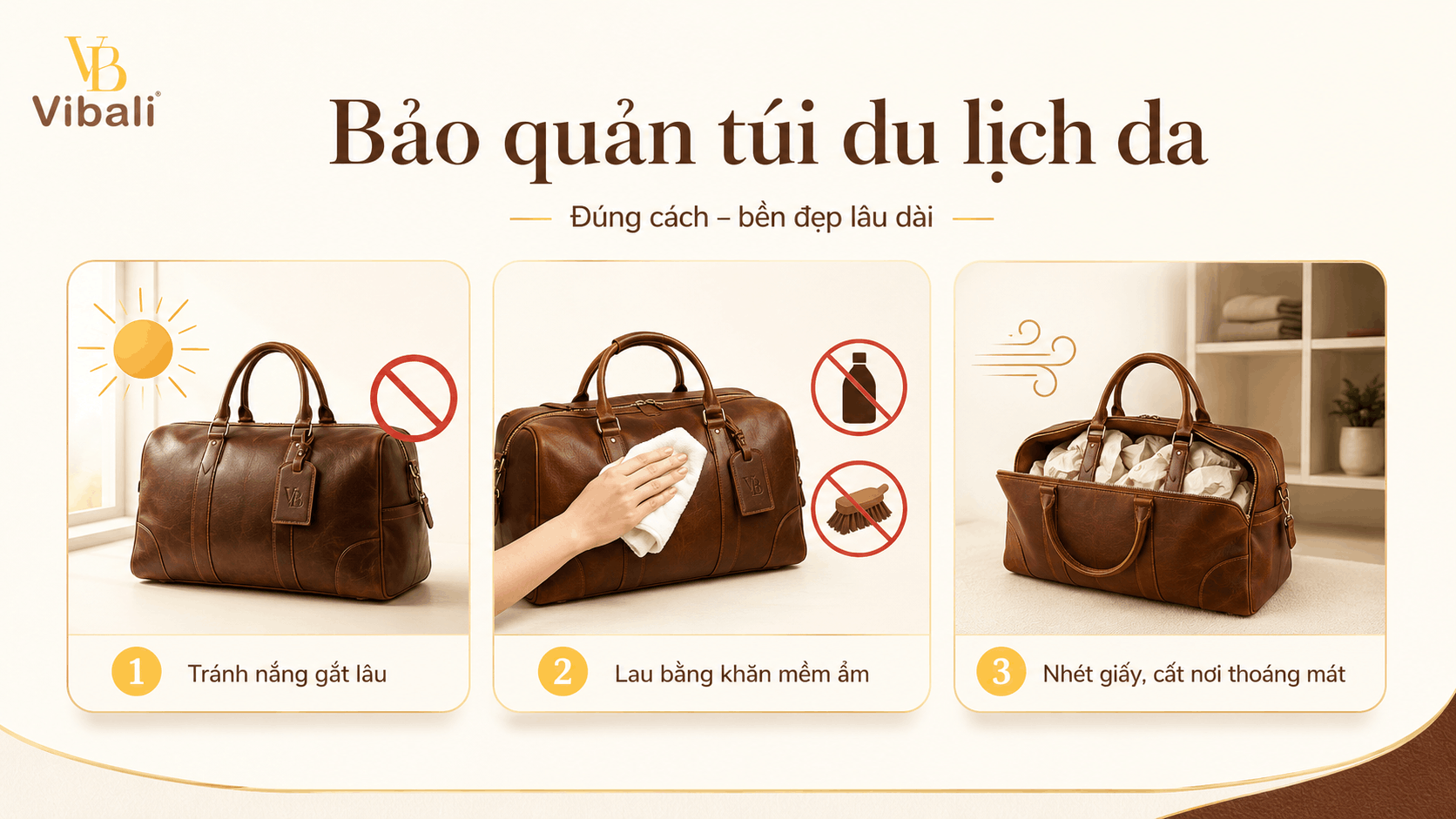 Vibali hướng dẫn bảo quản túi da luôn bền đẹp