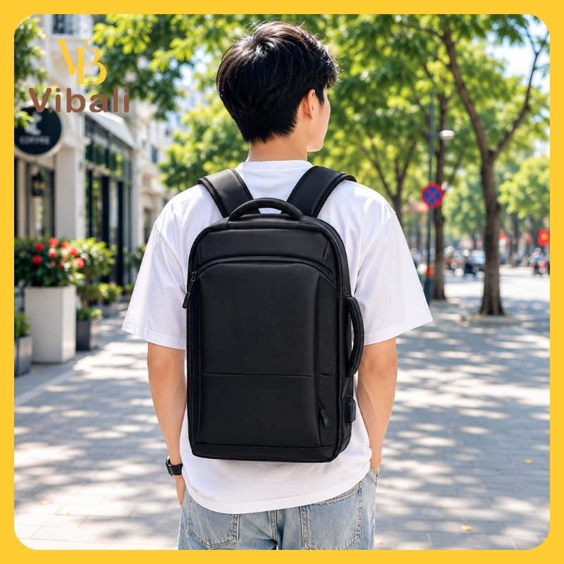 Người nam mang balo laptop trên vai