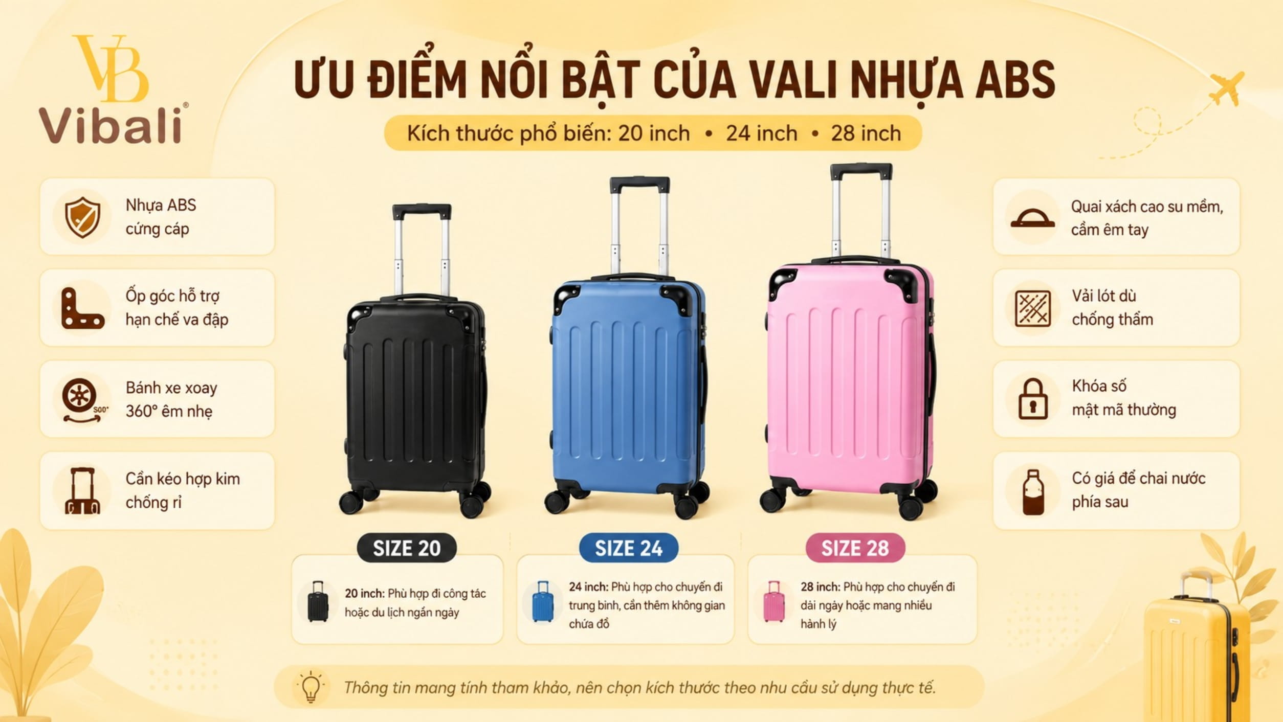 ưu điểm nổi bật của Vali nhựa ABS